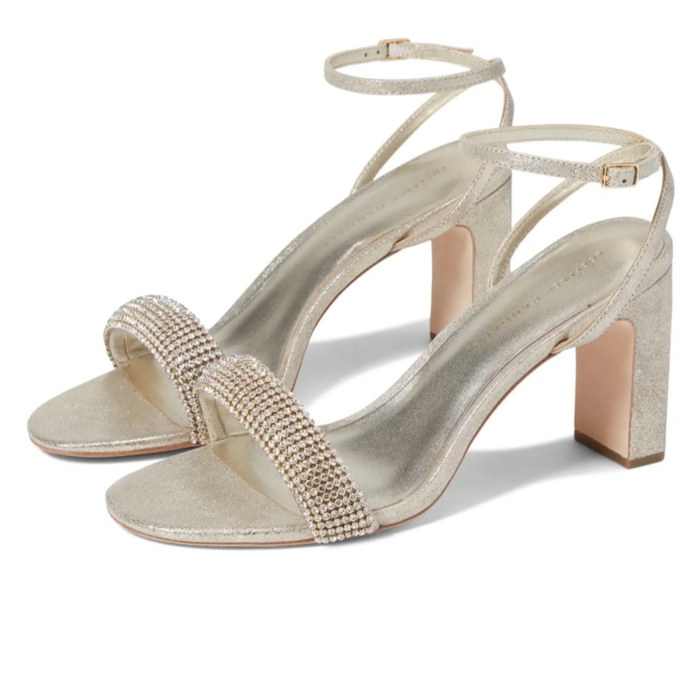NIB Loeffler Randall Shay Rhinestone Ankle-Strap Sandals in Cappucino